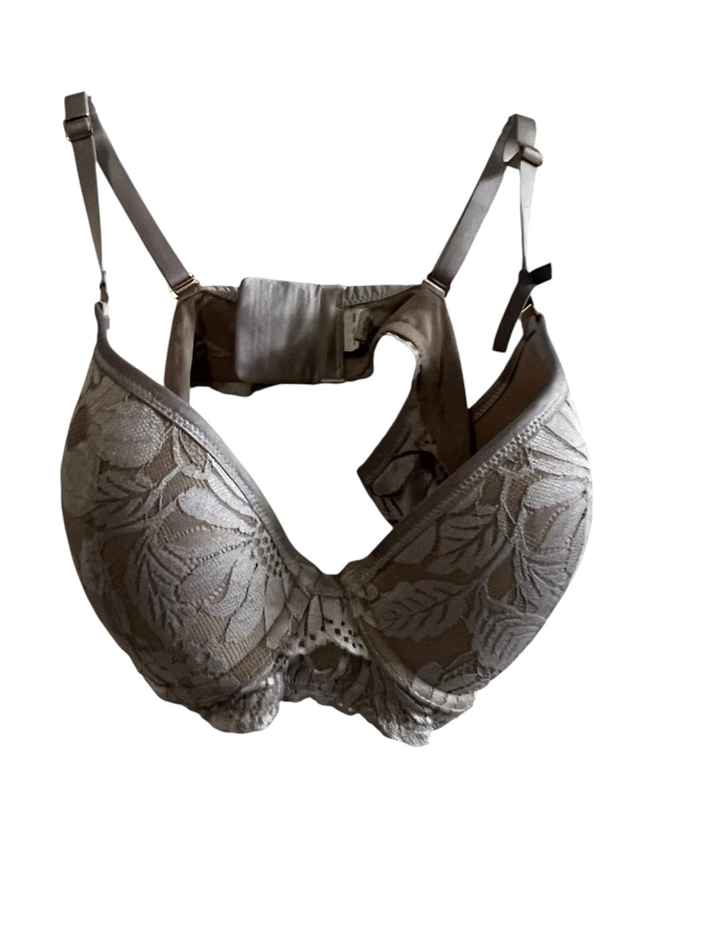 Aerie Plunge Bra 36C Silver Floral Lace